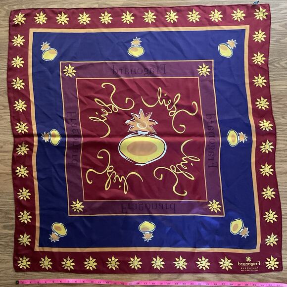 Fragonard Silk Scarf French Perfume Luxury Collectible Burgundy Navy Sun - Picture 3 of 4